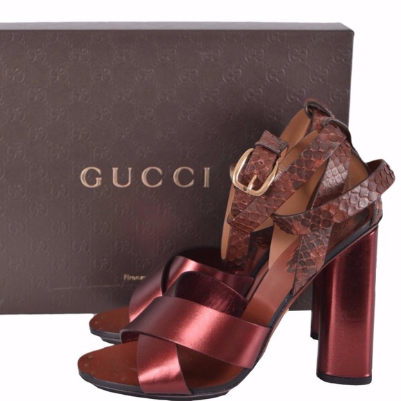 NIB GUCCI $1195 GENUINE PYTHON LEATHER SANDALS SHOES - Picture 4 of 8